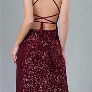Wine sparkle dress. Front slit